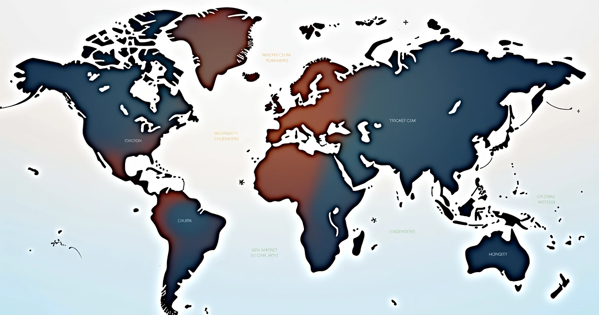 Mapa mundi com gráficos de métricas SaaS aplicados por países