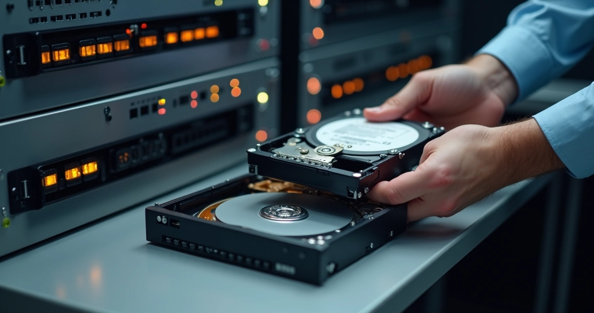 Troca de HD antigo por um novo de maior capacidade em rack de monitoramento por profissional 