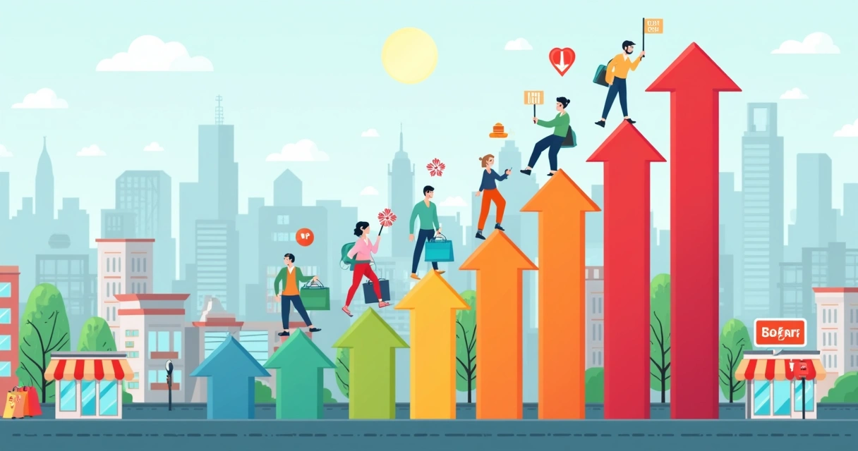 Gráfico de crescimento digital em cenário de pequenas empresas 