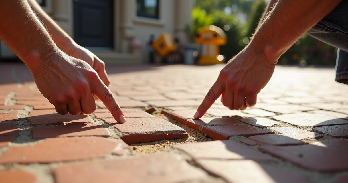 Inspection of expansion gaps in a brick patio 