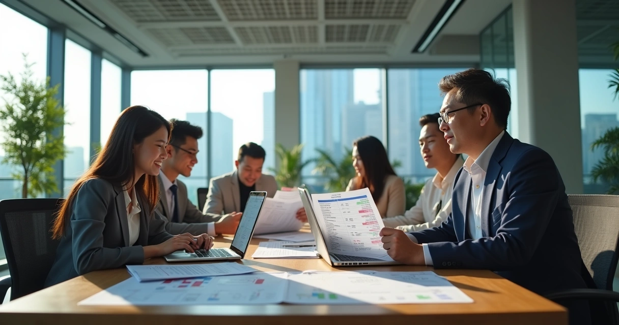 Expat and local team collaboration in office