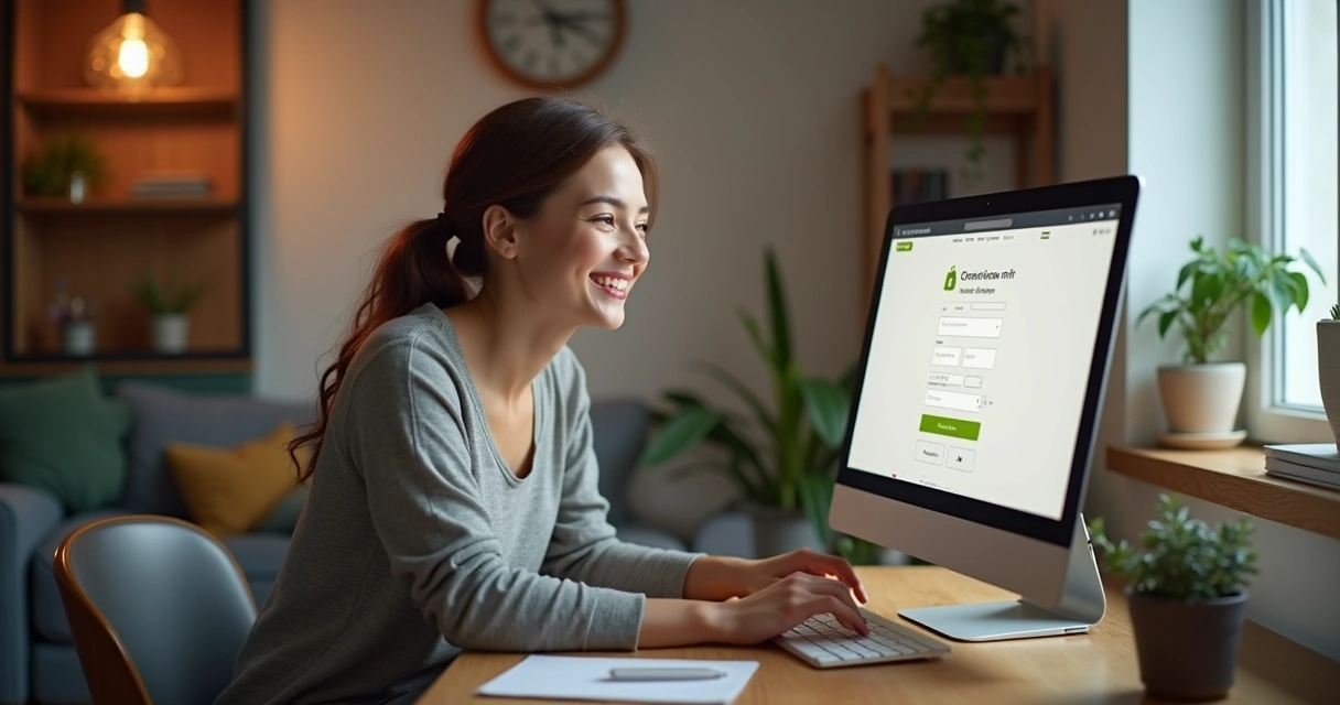 Cliente satisfeito usando checkout otimizado em loja online 