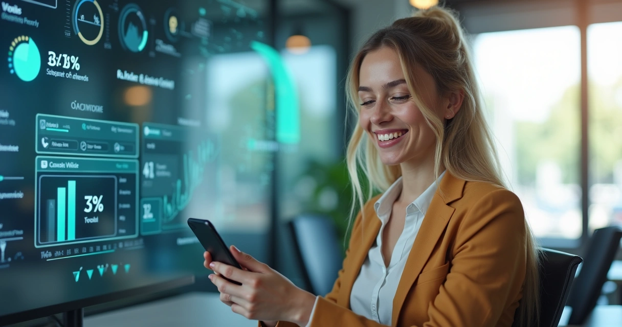 Cliente feliz com experiência personalizada graças a dados e IA no CRM. 