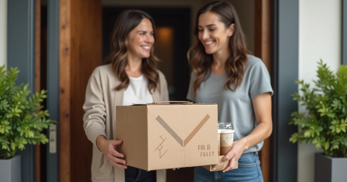 Cliente recebendo embalagem de delivery intacta na porta 