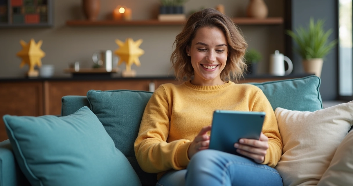 Cliente sorridente recebendo atendimento digital pós-venda 