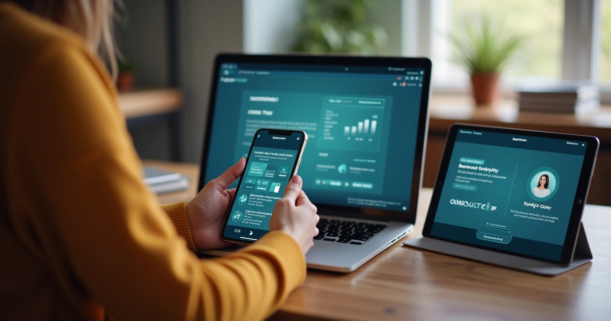 Usuário acessando diferentes canais digitais integrados 