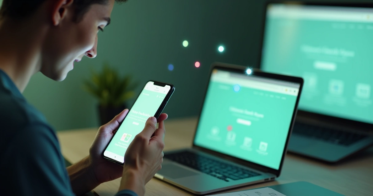 Usuário navegando por site responsivo e rápido