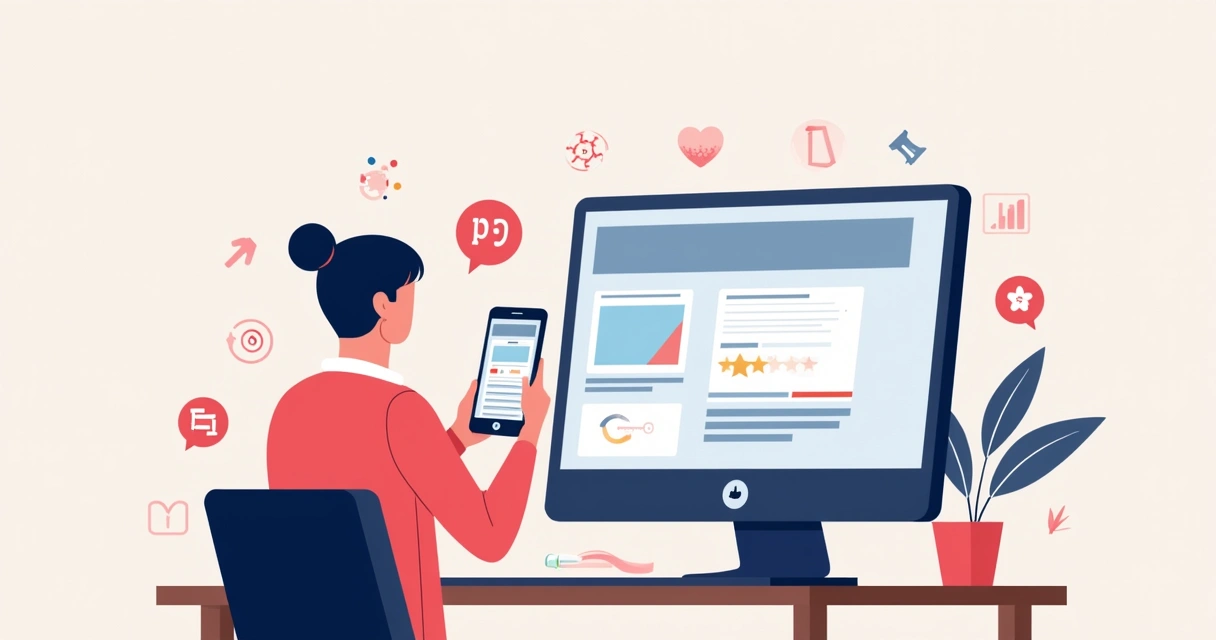 Usuário testando site responsivo em computador e celular 