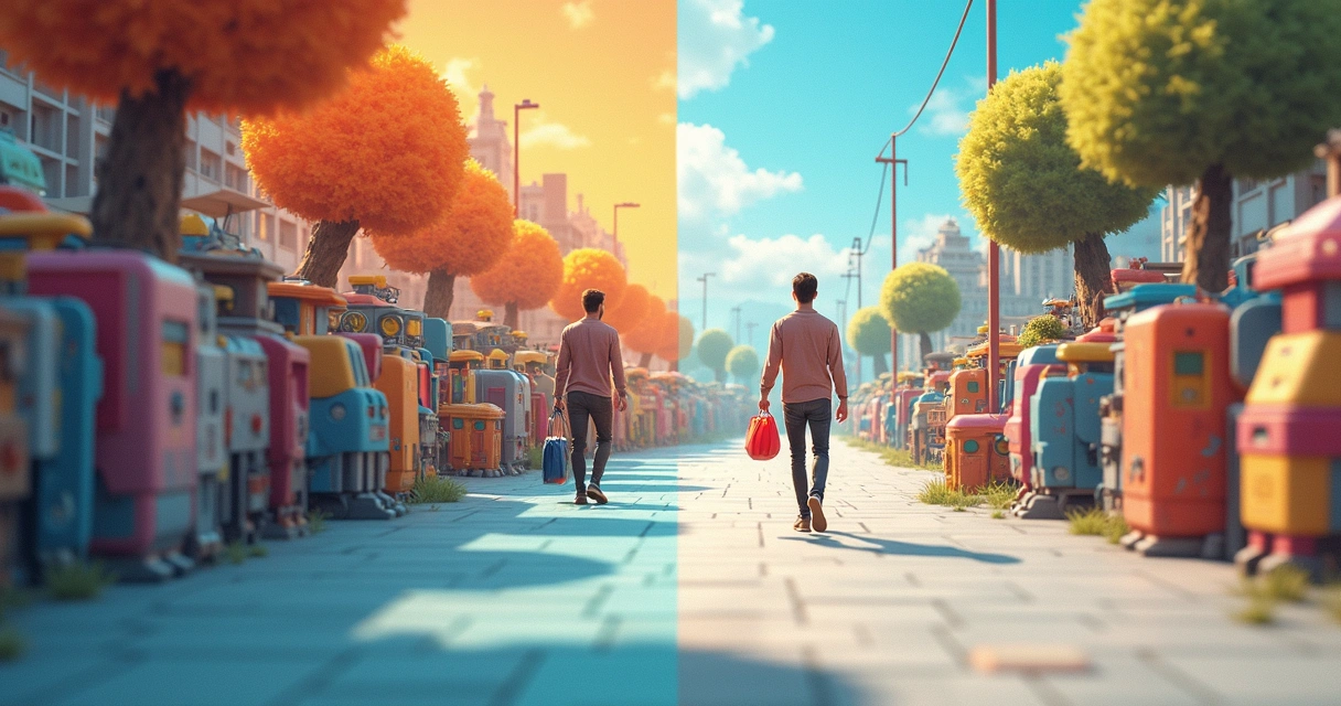 Dois caminhos: um com obstáculos e outro claro mostrando experiência do cliente digital 