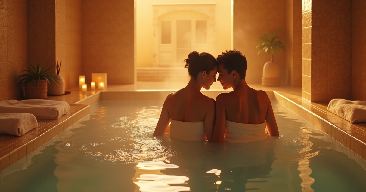Casal aproveitando ritual hammam em spa paulistano 