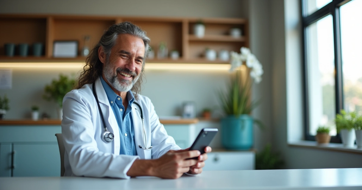 Paciente satisfeito após atendimento médico digital 