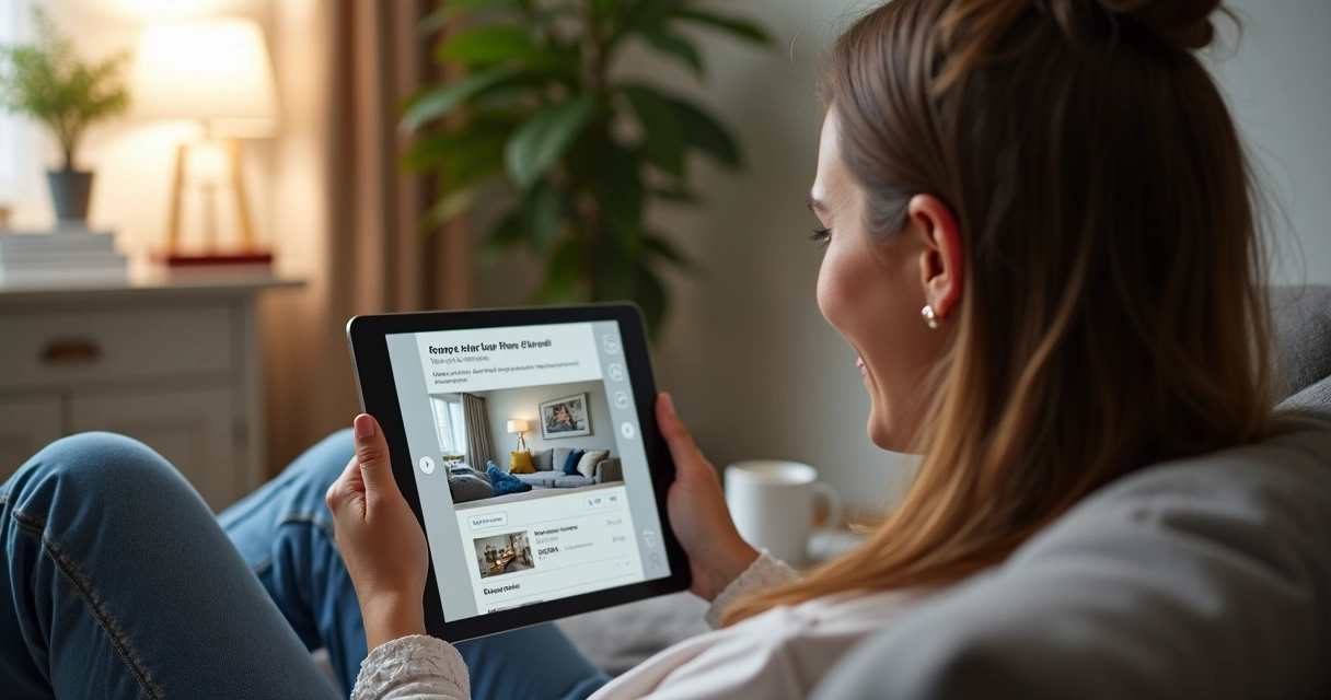 Cliente recebe proposta personalizada de imóvel em tablet 