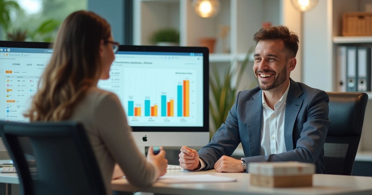 Cliente feliz recebendo pós-venda de equipe de vendas
