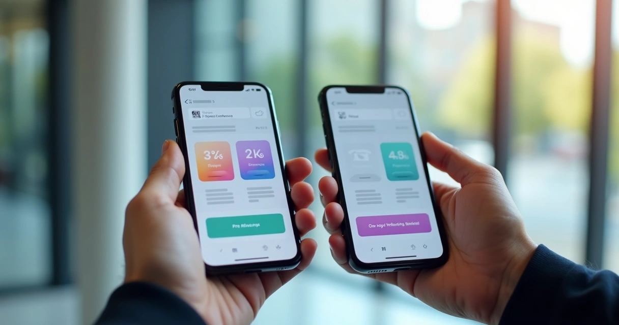 Usuário navegando em diferentes apps com interface visual semelhante 