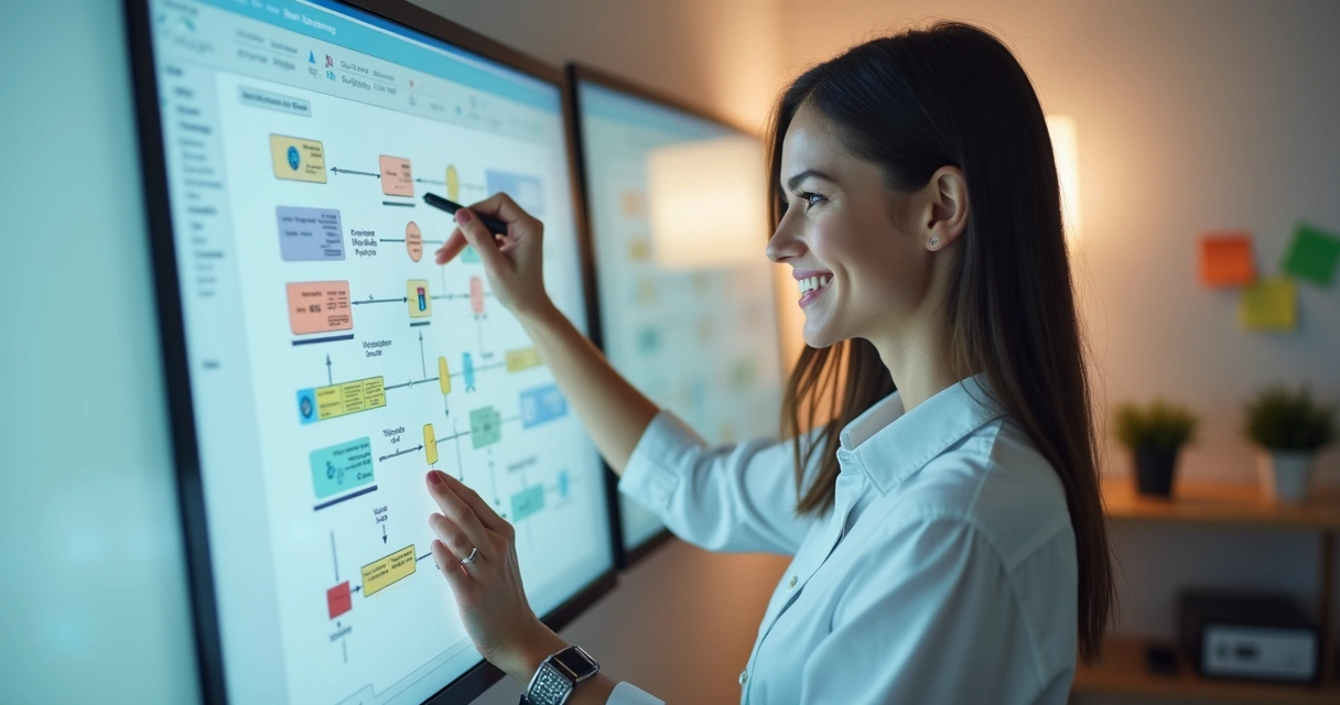 Pessoa usando sistema digital intuitivo com interface de automação 