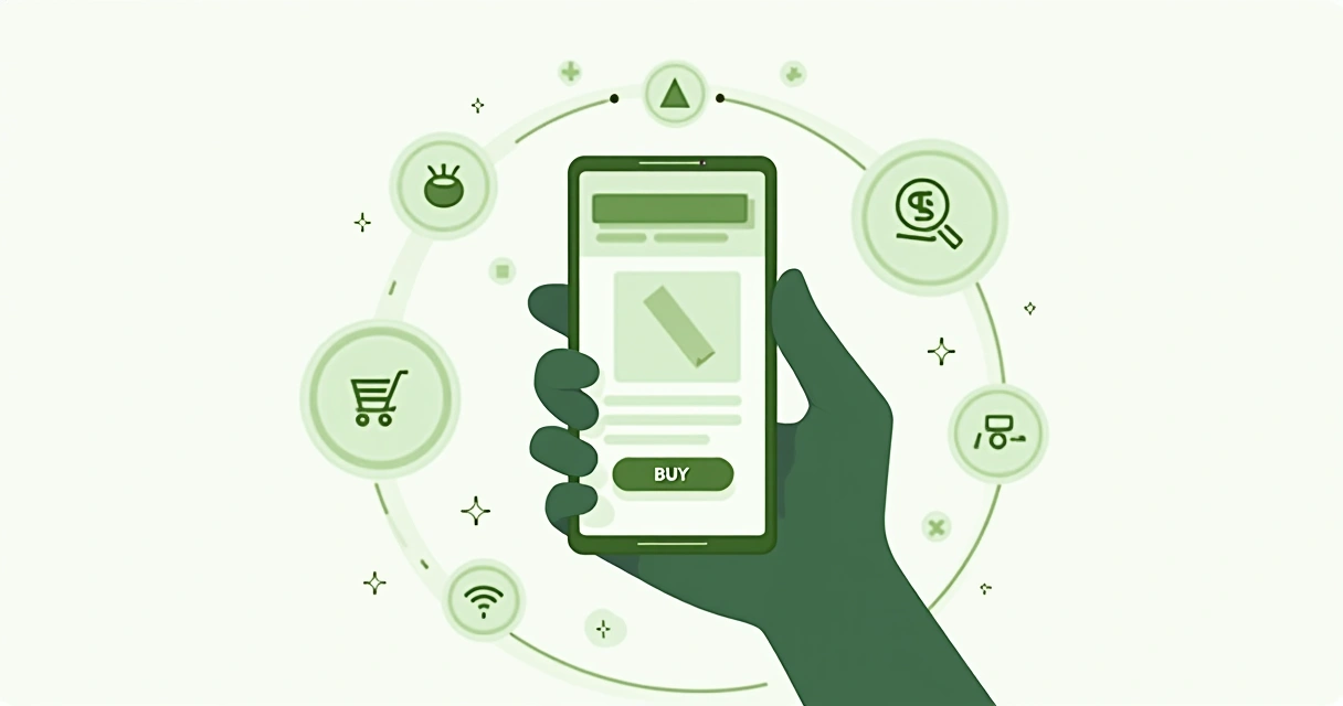 Usuário navegando em loja virtual responsiva no celular 