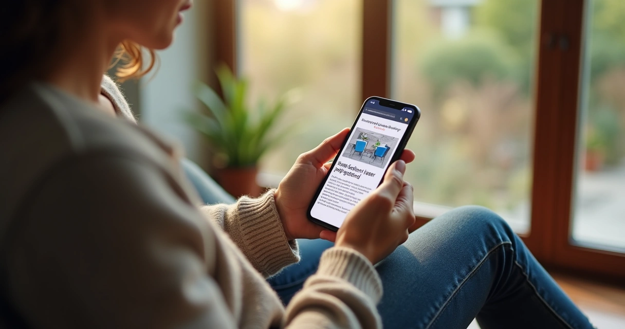 Pessoa navegando fácil em site responsivo em smartphone 