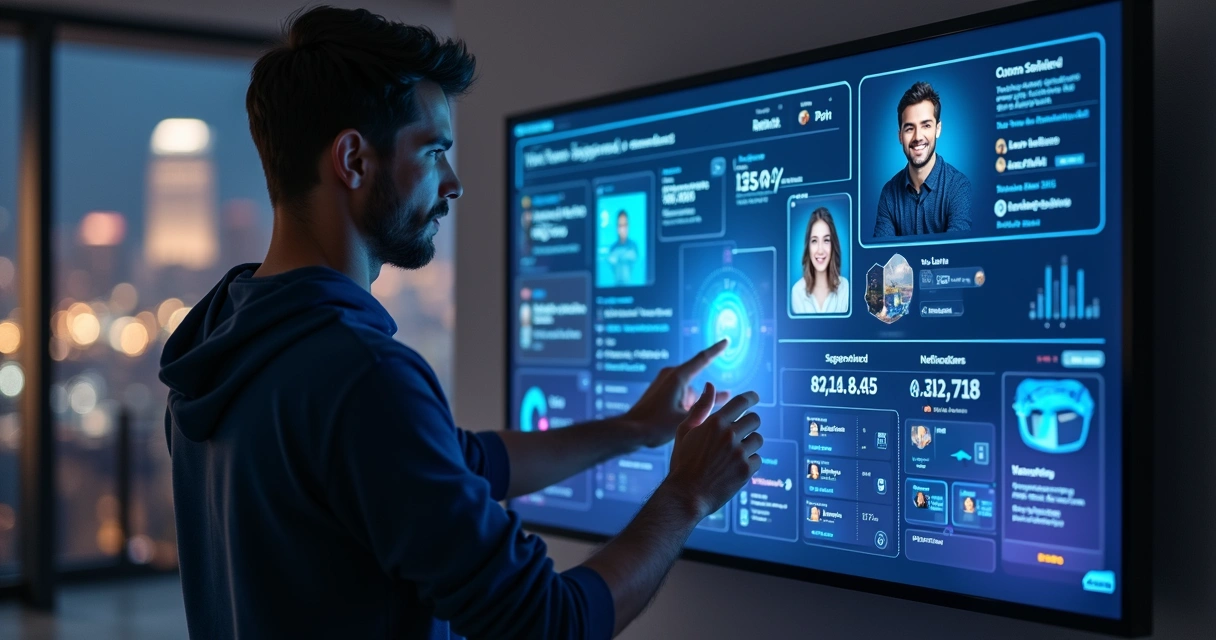 Usuário interagindo com plataforma digital personalizada 