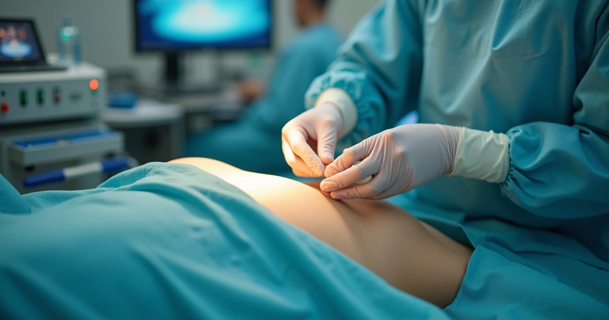Cirurgião removendo implante de silicone em sala cirúrgica 