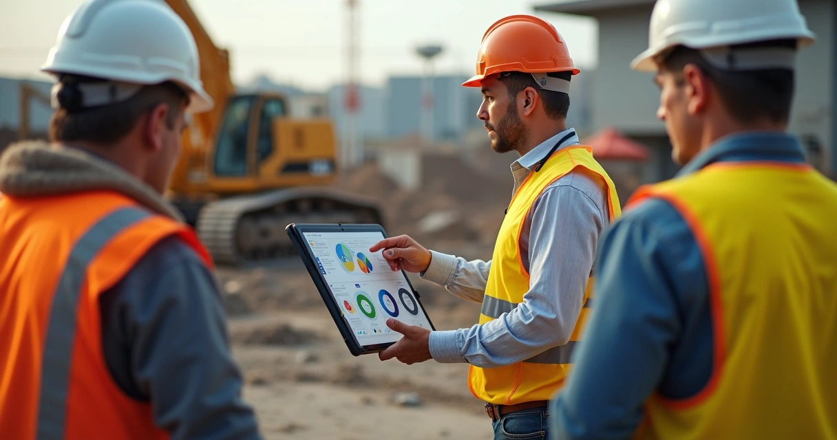 Engenheiro mostra painel de alertas inteligentes para trabalhadores em canteiro 