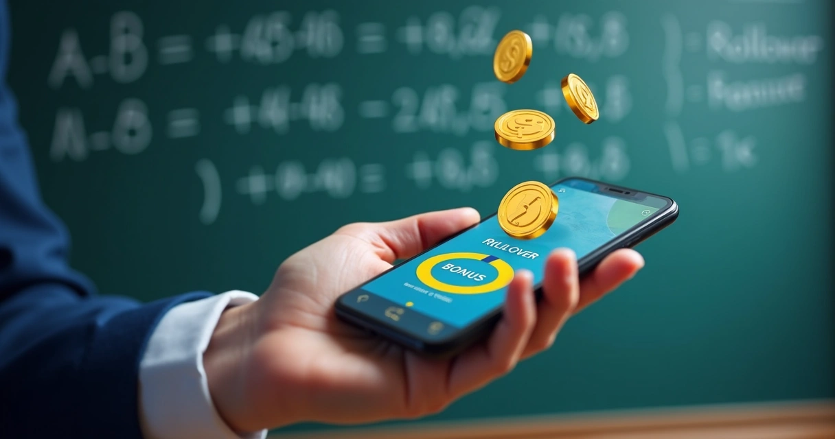 Explicação visual sobre rollover de bônus em apostas online 