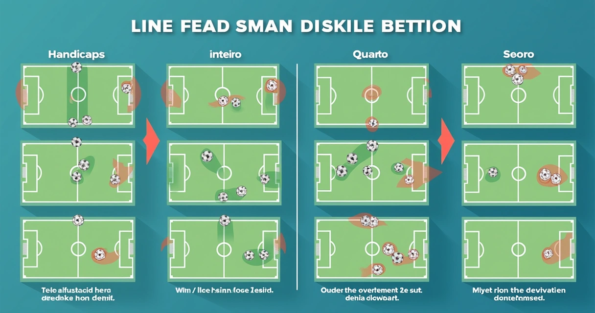Ilustração com exemplos visuais das linhas de aposta de gols asiáticos 