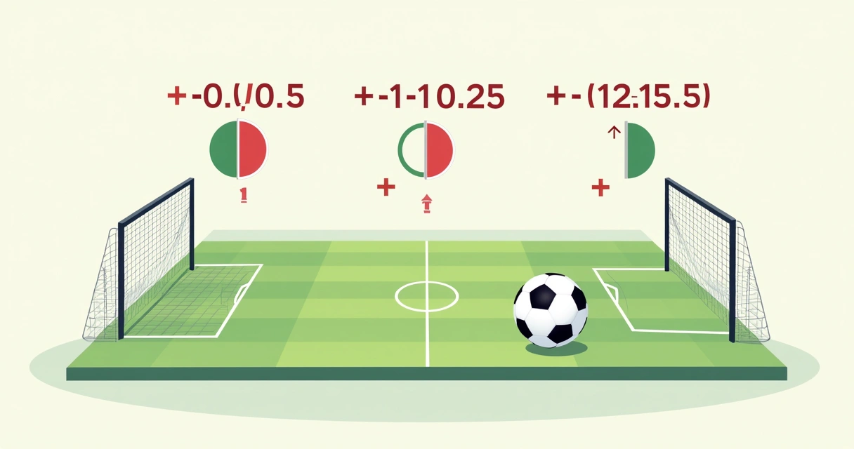 Representação gráfica do handicap asiático no futebol. 