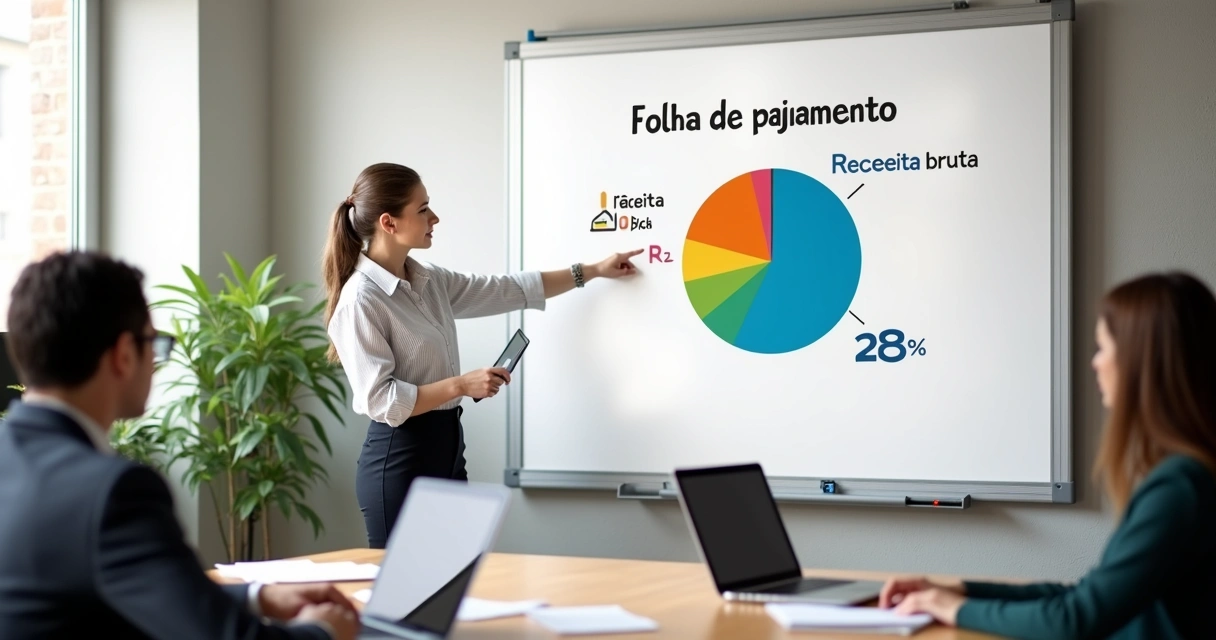 Explicação visual do fator r com gráficos e pessoa apontando 