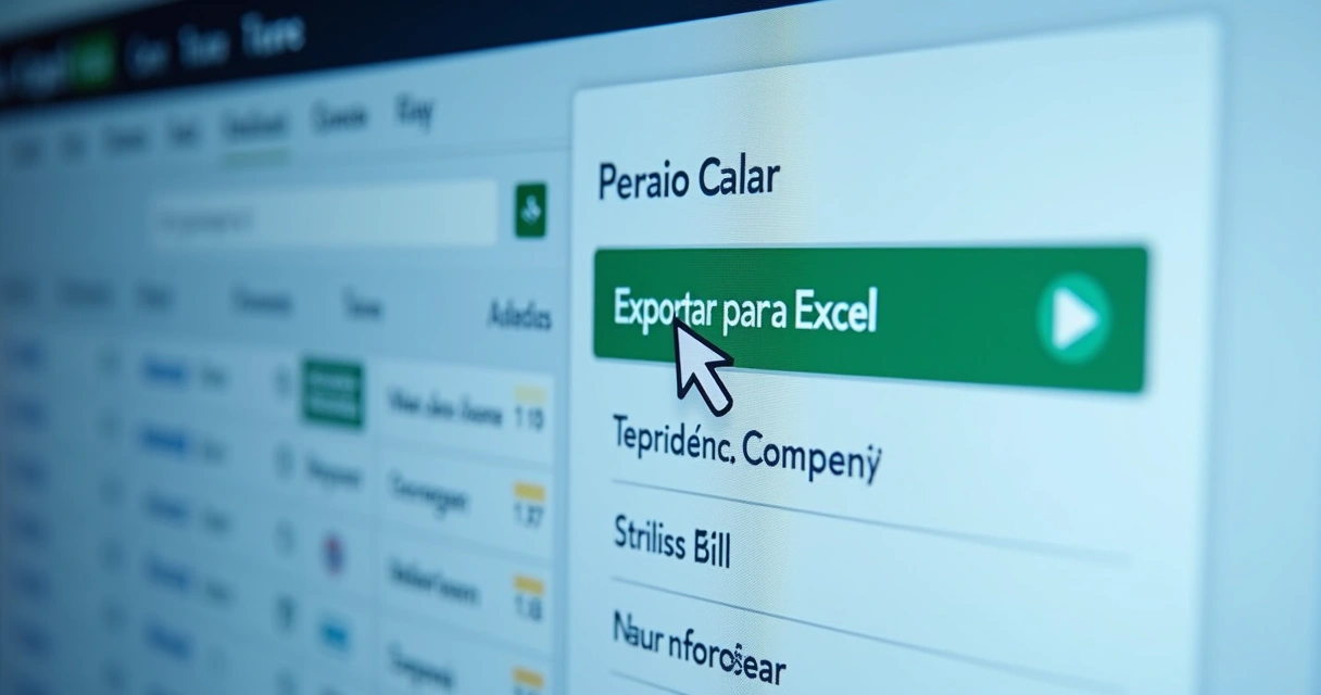 Botão de exportação de lista para Excel em plataforma de empresas