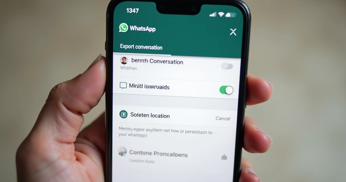 Tela de exportação de conversa do WhatsApp no celular 