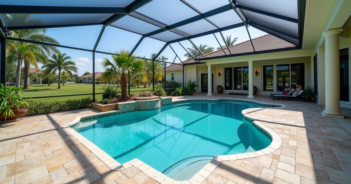 Sealed joint around pool enclosure in Florida 
