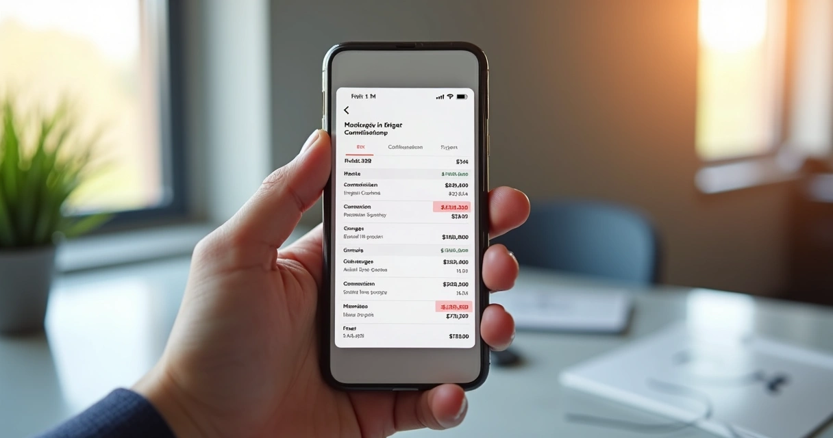 Resumen digital de movimientos bancarios en un móvil 