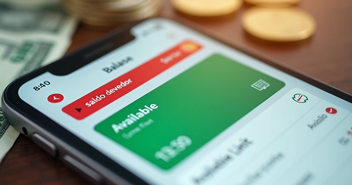 Extrato mostrando saldo devedor e limite disponível 
