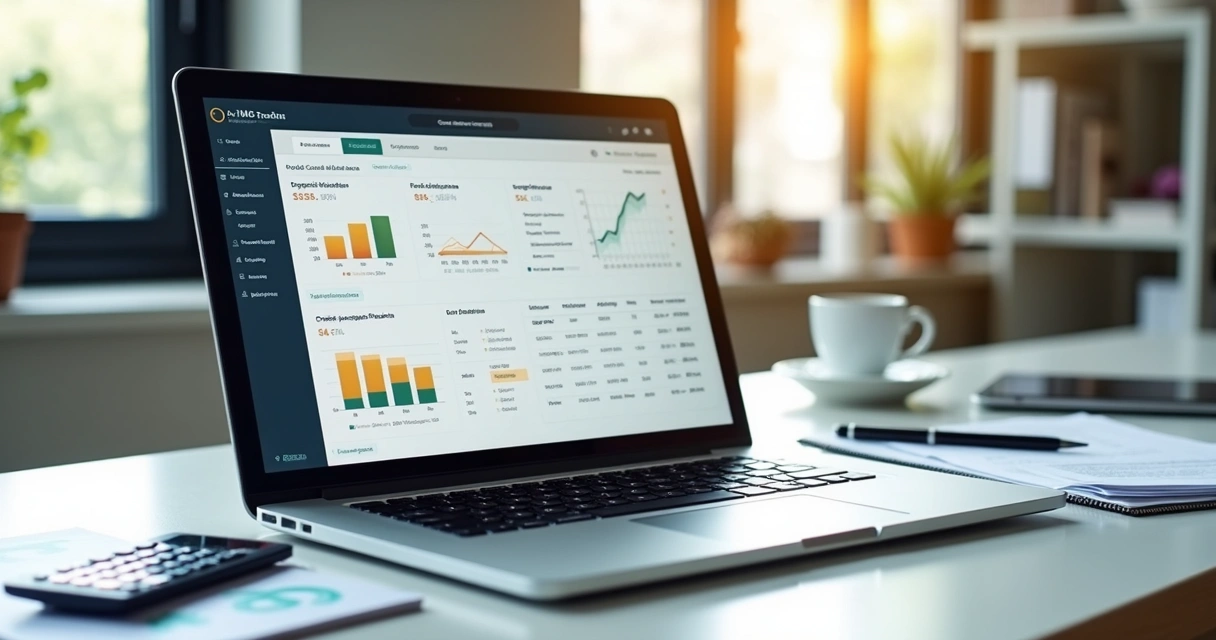Painel financeiro de delivery aberto em notebook na mesa 