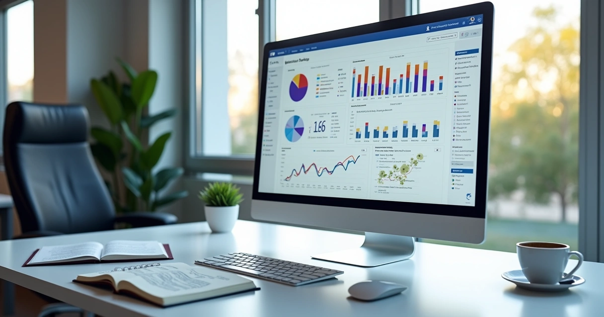 Tela de computador mostrando painel digital com dados do SPED e gráficos fiscais detalhados 