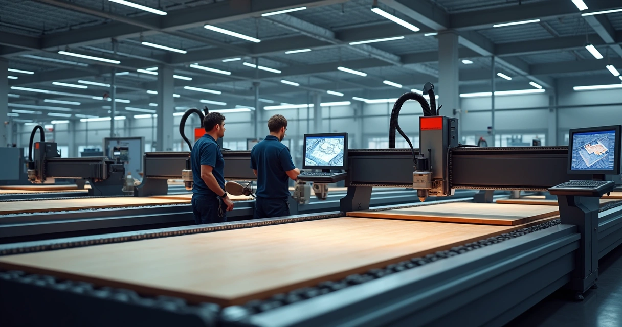 Fábrica automatizada com integração entre software e máquinas CNC 