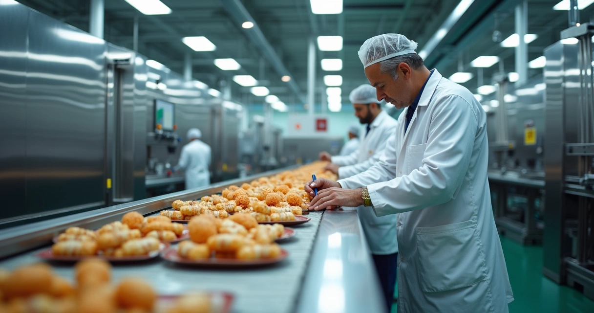 Linha de produção de alimentos em uma fábrica 