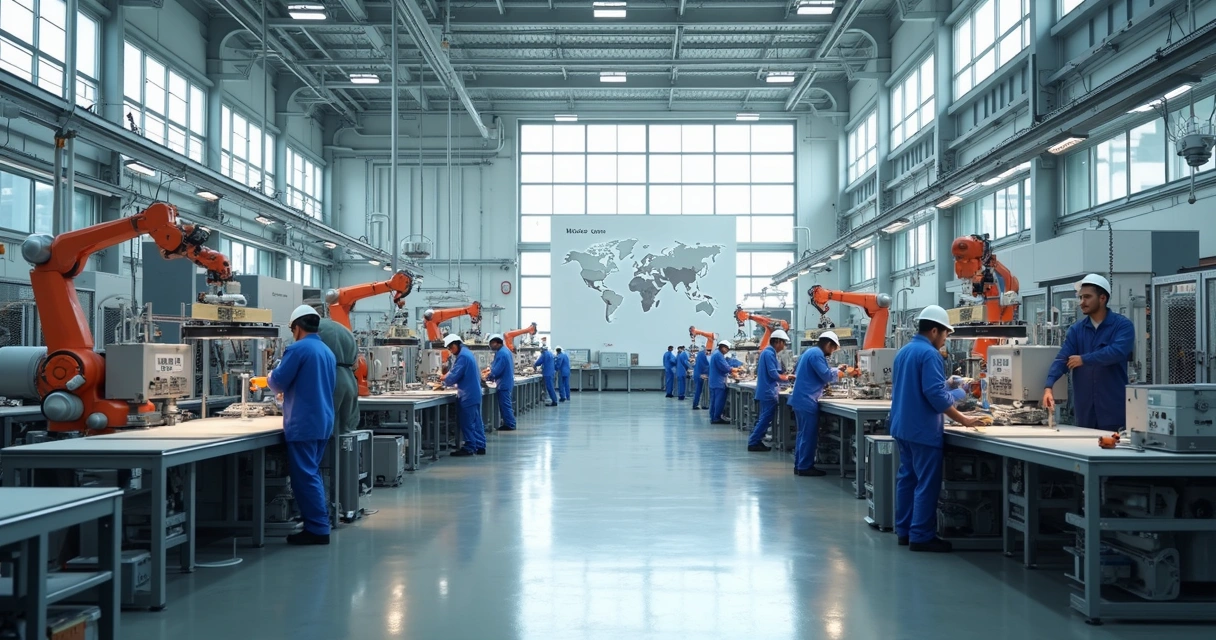 Linha de produção automatizada em fábrica mexicana moderna 