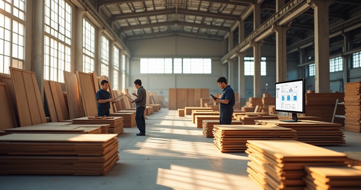 Fábrica produzindo móveis planejados em ambiente industrial 