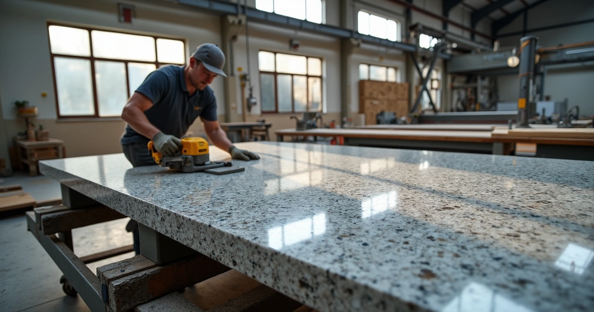 Processo de fabricação de bancada em pedreira 