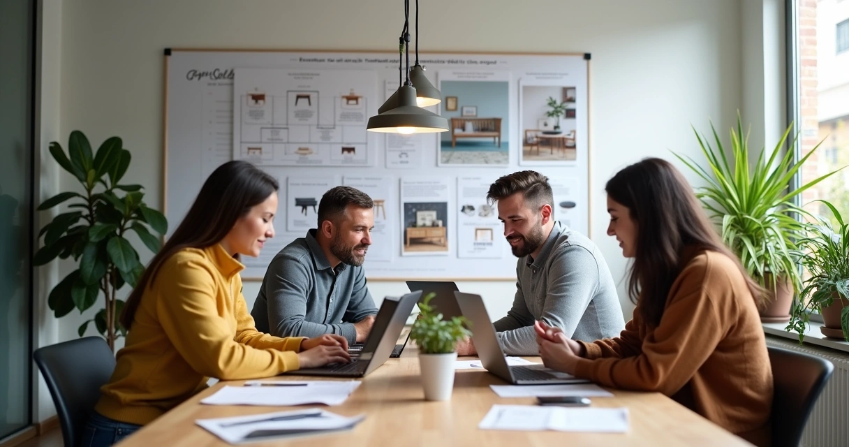 Digital marketing agency team planning automation for furniture e-commerce 