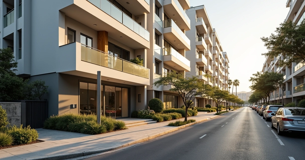 Fachada de prédio residencial com placa de locação 