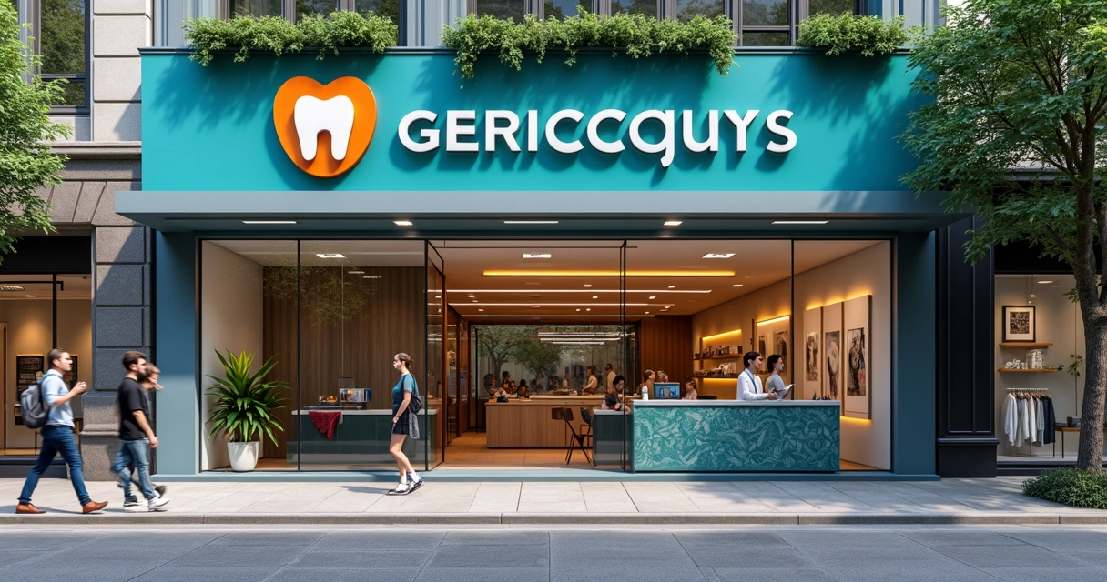 Fachada de clínica odontológica com identidade visual marcante 