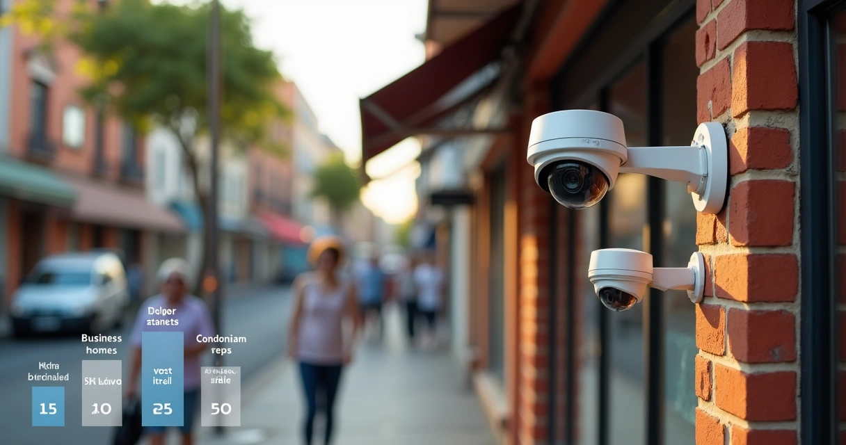Fachada de comércio monitorada por câmeras de vigilância diversas 