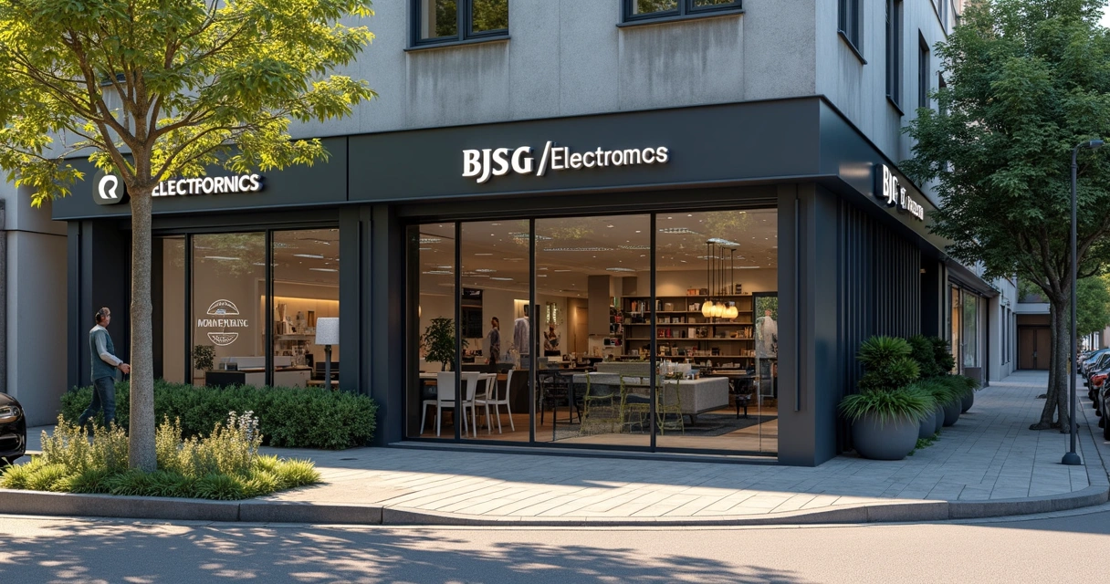 Fachada da loja de segurança eletrônica BJSEG em Taubaté, com vitrines e nome visível 