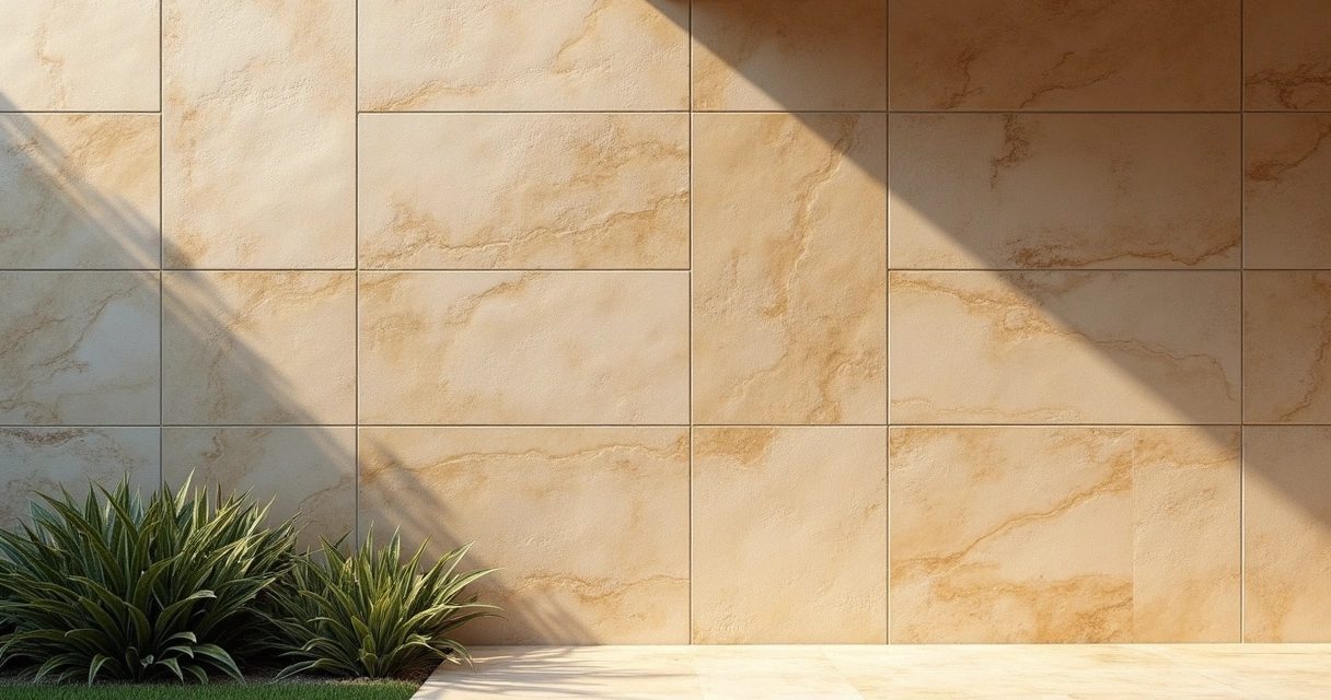 Fachada de edifício com revestimento de travertino 