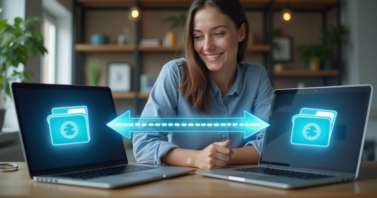 Pessoa migrando arquivos do site de um computador para outro 