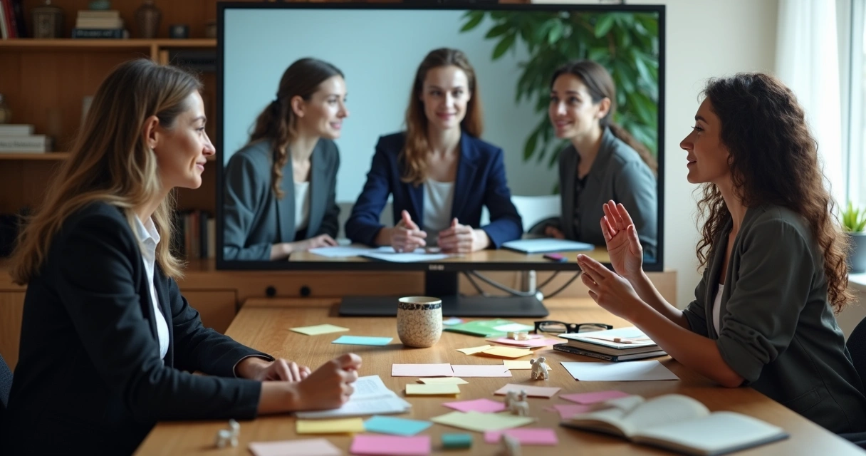 Facilitador conduzindo constelação sistêmica online pelo computador