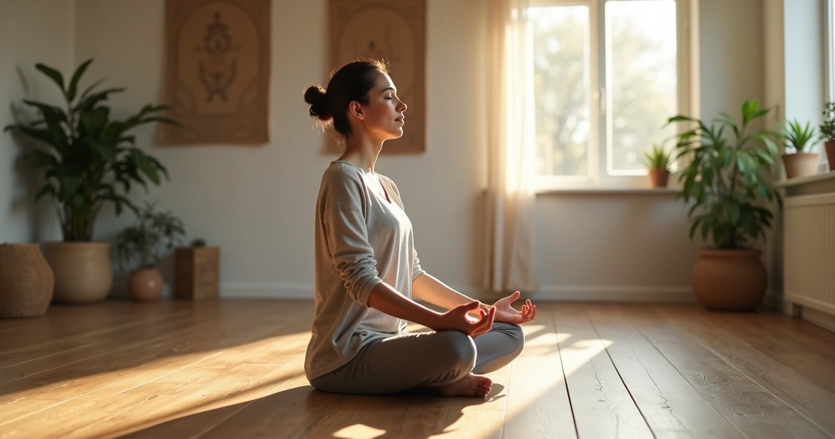 Facilitator meditating alone in a quiet space