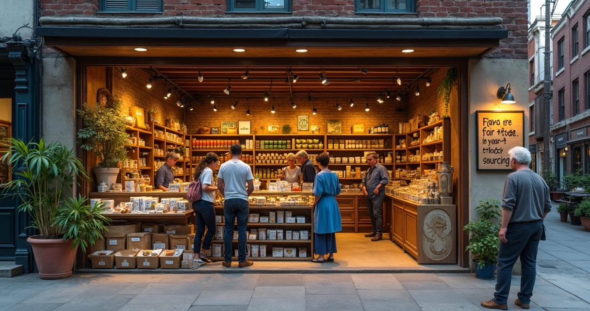 A shop displaying fair trade and sustainable products. 